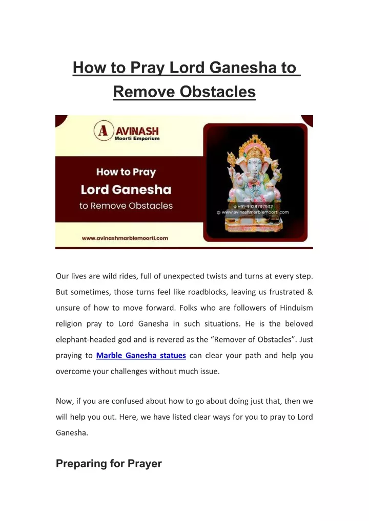 how to pray lord ganesha to remove obstacles
