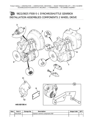 JCB 940-2 Rough Terrain Forklift Parts Catalogue Manual (Serial Number 02228490-02229508)