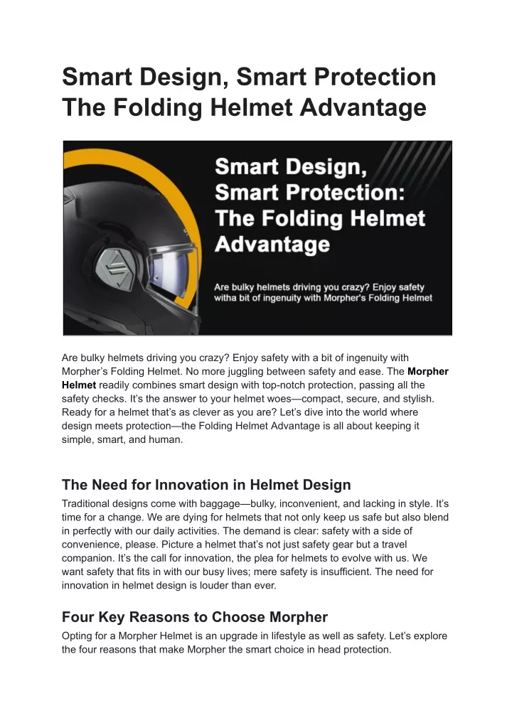 smart design smart protection the folding helmet