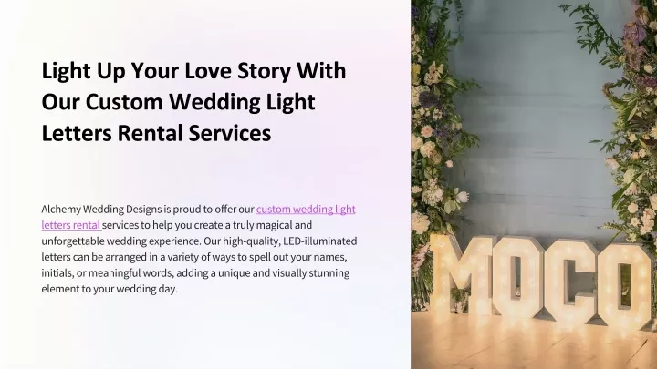 light up your love story with our custom wedding