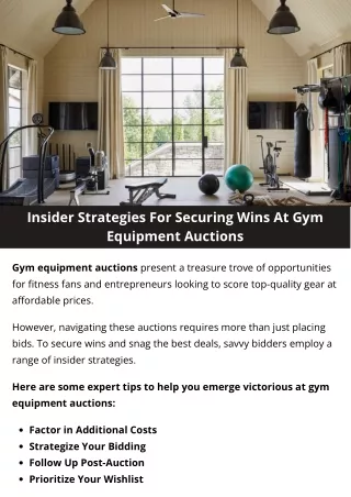 Insider Strategies For Securing Wins At Gym Equipment Auctions