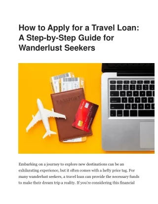 How to Apply for a Travel Loan
