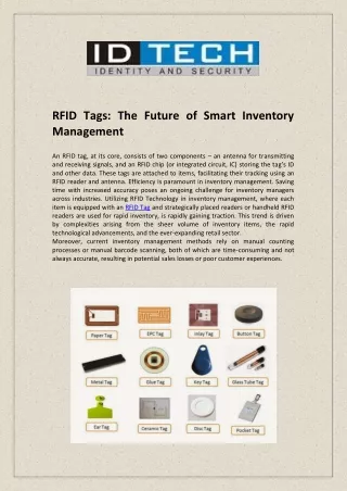 RFID Tags - The Future of Smart Inventory Management