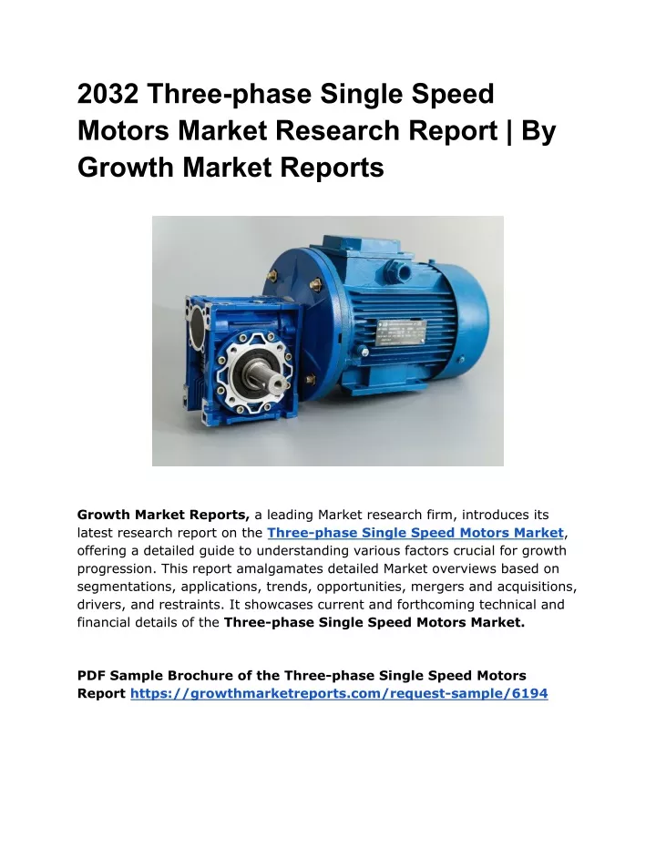 2032 three phase single speed motors market