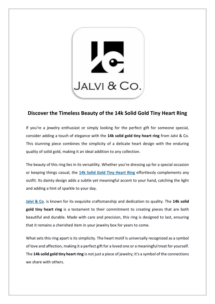 PPT - Discover The Timeless Beauty Of The 14k Solid Gold Tiny Heart ...