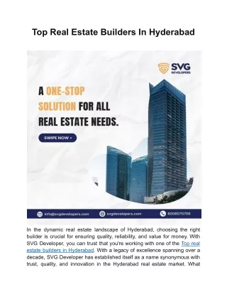 Top Real Estate Builders In Hyderabad _ SVG Developer