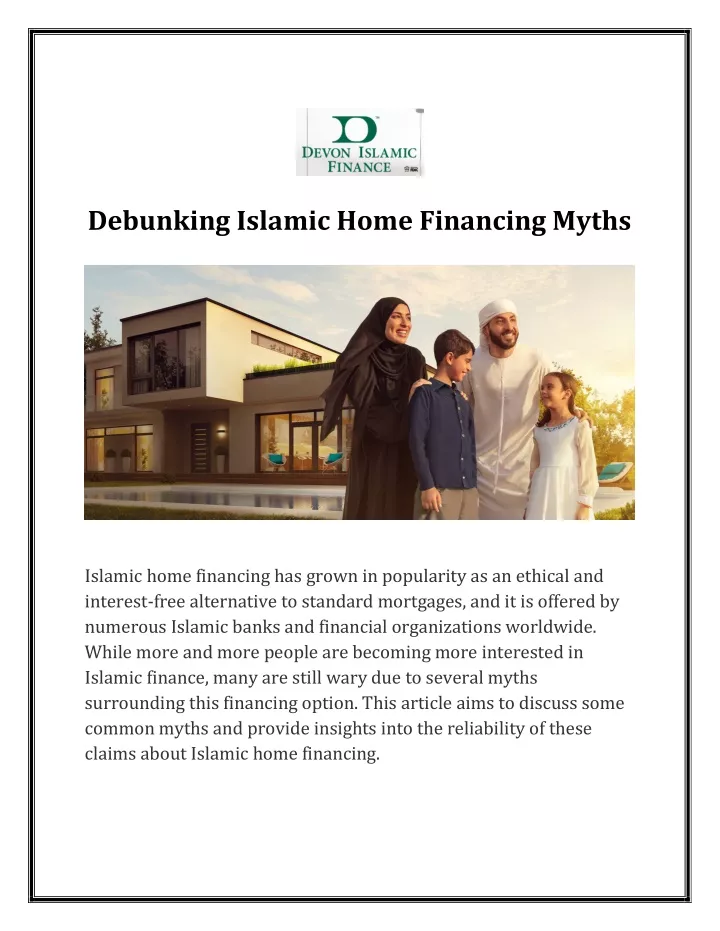 debunking islamic home financing myths