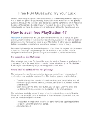 free ps4 giveaway try your luck