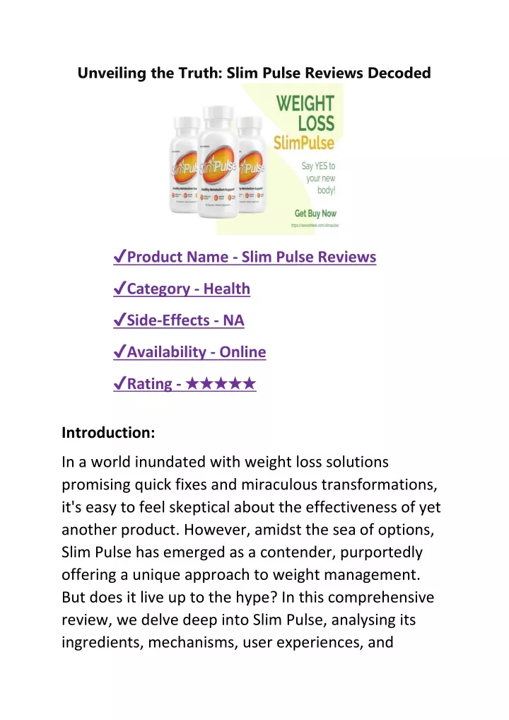 unveiling the truth slim pulse reviews decoded