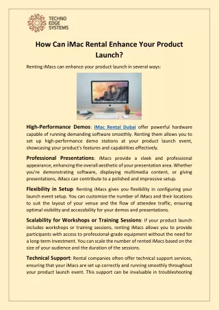 How Can iMac Rental Enhance Your Product Launch?