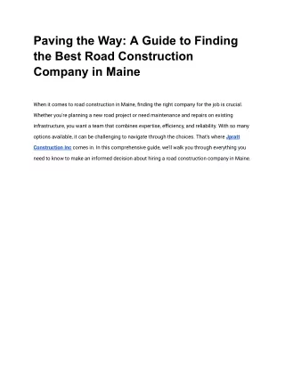 Paving the Way_ A Guide to Finding the Best Road Construction Company in Maine