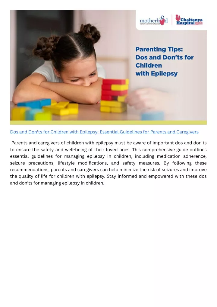 PPT - Dos and Don'ts for Children with Epilepsy Essential Guidelines ...