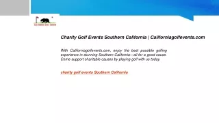 Charity Golf Events Southern California | Californiagolfevents.com