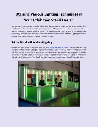 Utilizing Various Lighting Techniques in Your Exhibition Stand Design