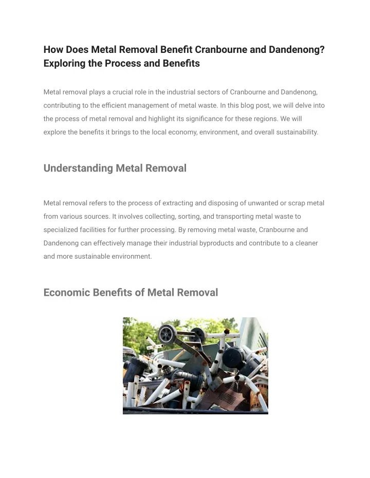 how does metal removal benefit cranbourne