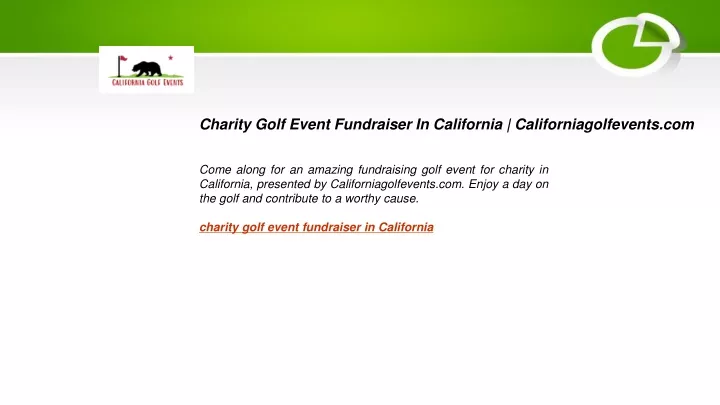 charity golf event fundraiser in california