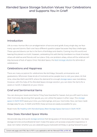Xtended Space: Your Storage SolutionsPartner for Life's Celebrations