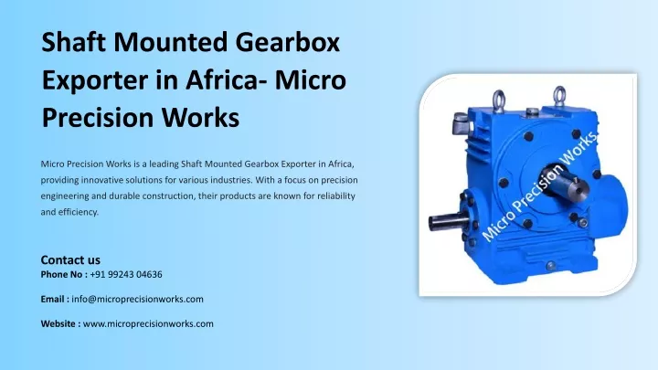 shaft mounted gearbox exporter in africa micro