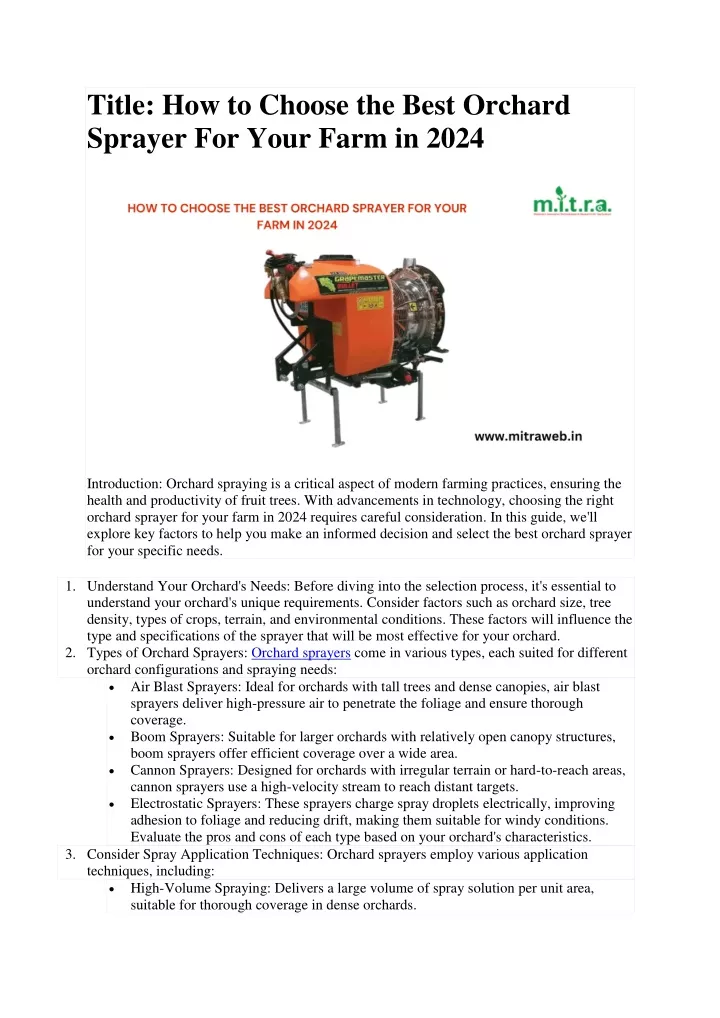 title how to choose the best orchard sprayer