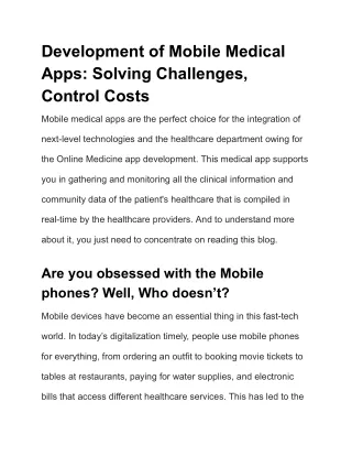 development of mobile medical apps solving