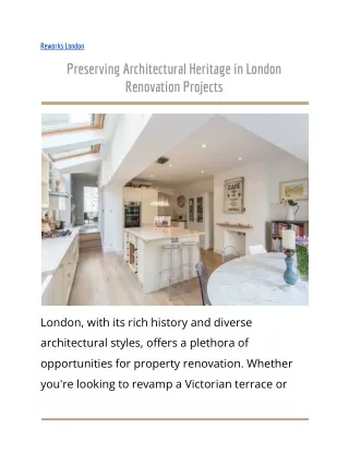 Preserving Architectural Heritage in London Renovation Projects