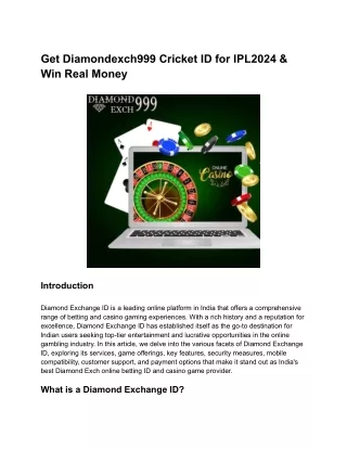 Get Diamondexch999 Cricket ID for IPL2024 & Win Real Money