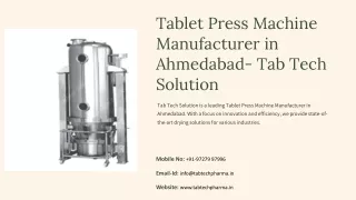 Tablet Press Machine Manufacturer in Ahmedabad, Best Tablet Press Machine Manufa
