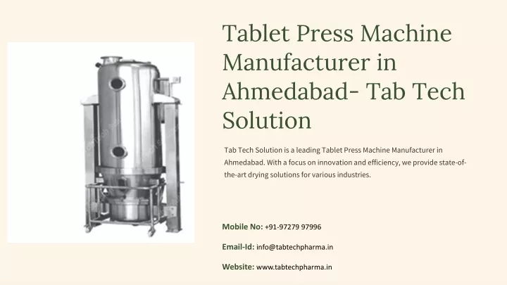 tablet press machine manufacturer in ahmedabad