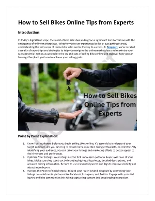How to Sell Bikes Online Tips from Experts