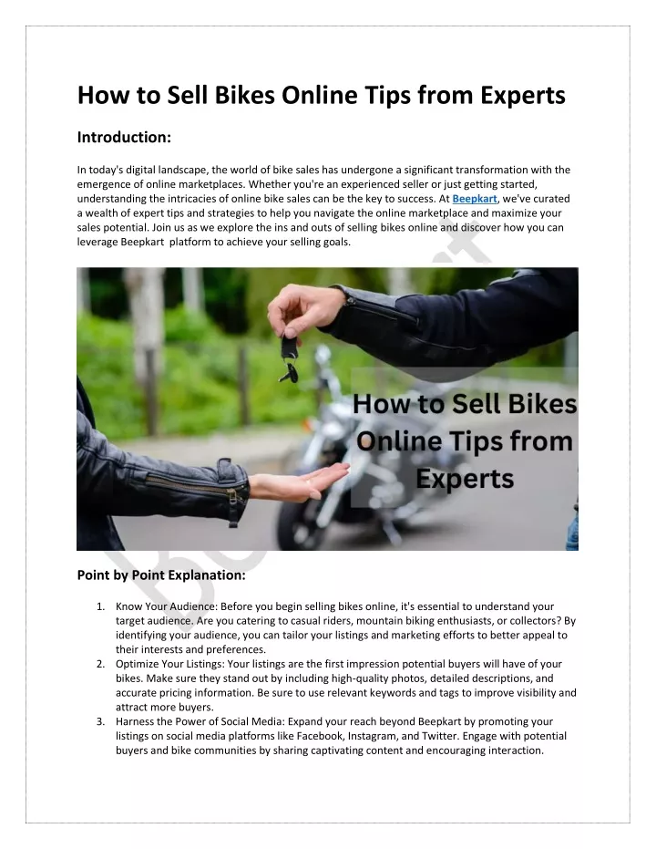how to sell bikes online tips from experts
