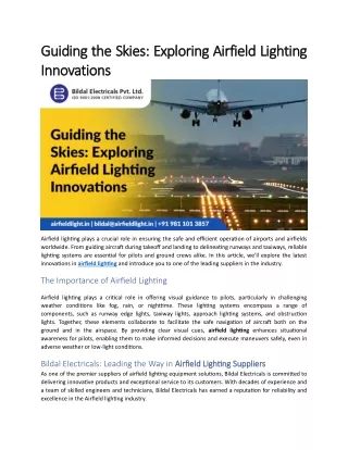 Guiding the Skies Exploring Airfield Lighting Innovations