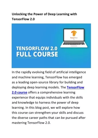 Unlocking the Power of Deep Learning with TensorFlow 2.0