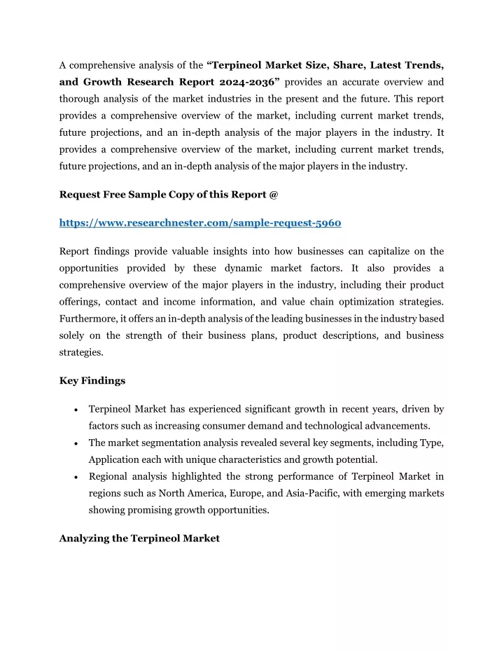 a comprehensive analysis of the terpineol market