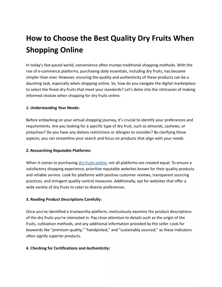 how to choose the best quality dry fruits when