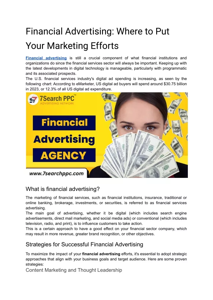 financial advertising where to put your marketing