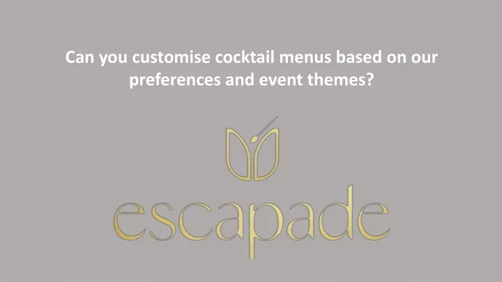 can you customise cocktail menus based