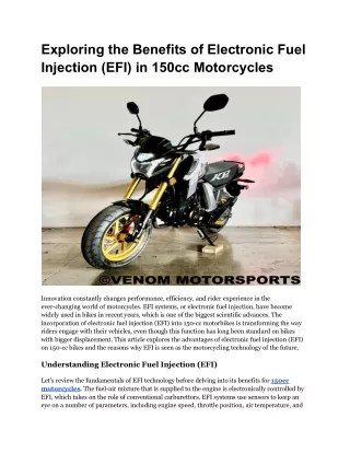 Exploring the Benefits of Electronic Fuel Injection (EFI) in 150cc Motorcycles