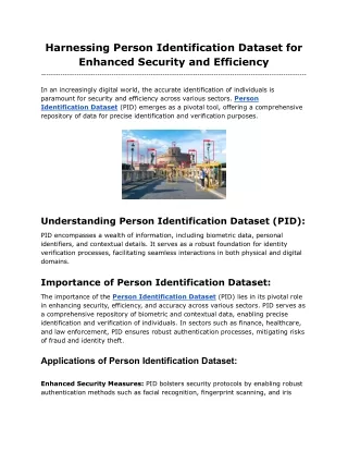 Harnessing Person Identification Dataset for Enhanced Security and Efficiency