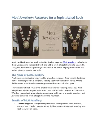 Moti Jewellery: Accessory for a Sophisticated Look