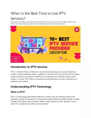 When Is the Best Time to Use IPTV Services