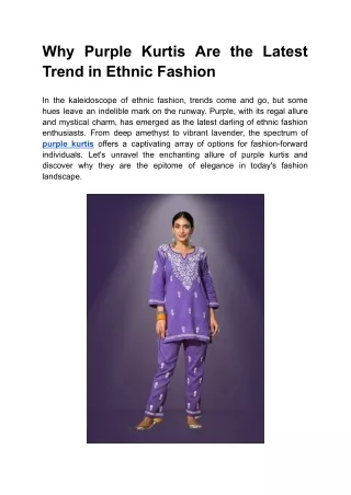 Why Purple Kurtis Are the Latest Trend in Ethnic Fashion