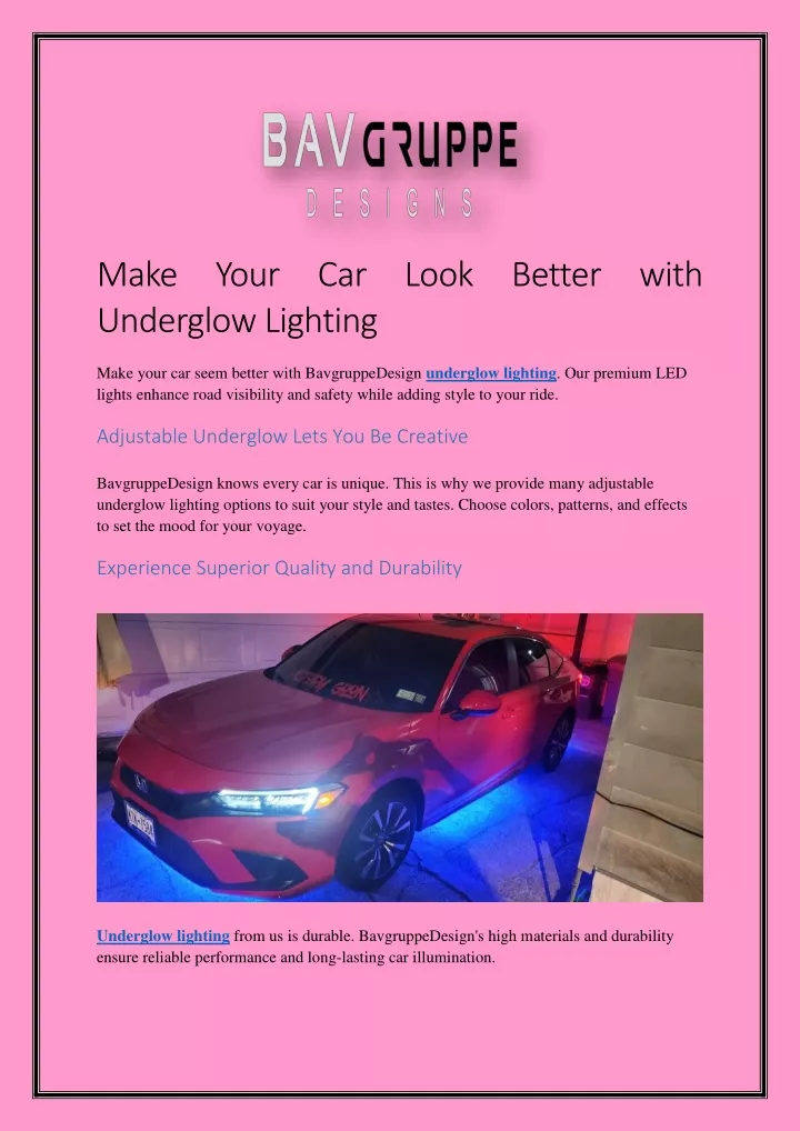 make your car look better with underglow lighting
