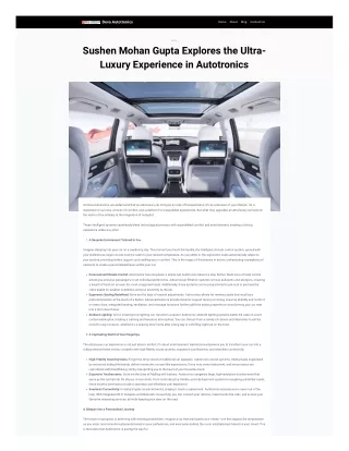 Sushen Mohan Gupta Explores the Ultra-Luxury Experience in Autotronics