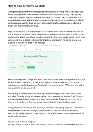 How to Use a Proxy6 Coupon