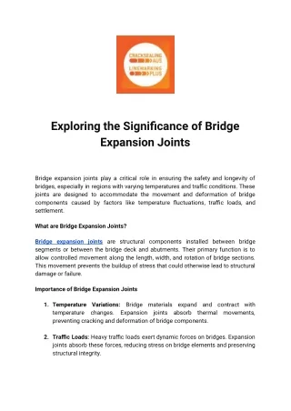 Exploring the Significance of Bridge Expansion Joints