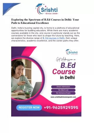 B.Ed Courses in Delhi