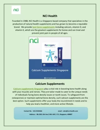 Calcium Supplements Singapore