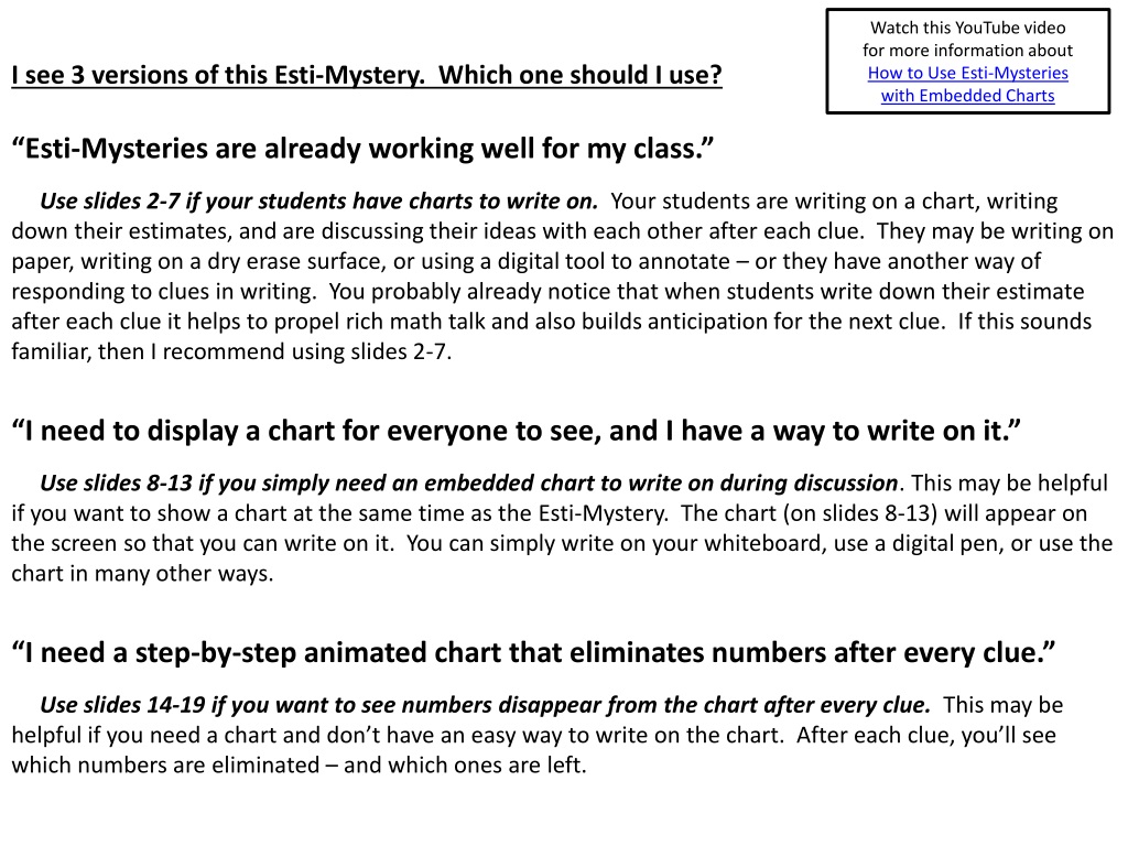 Engaging Esti-Mysteries Using Embedded Charts