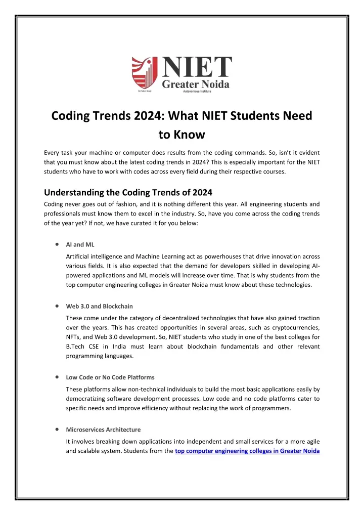 coding trends 2024 what niet students need to know