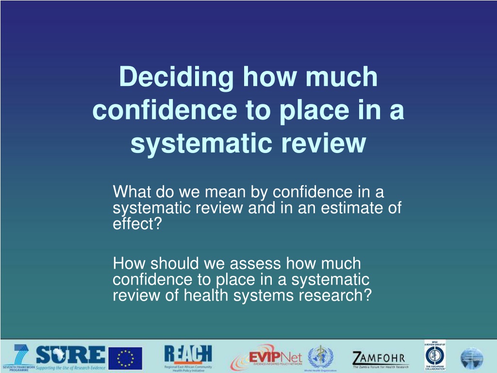 Assessing Confidence in Systematic Reviews and Effect Estimates in Health Systems Research